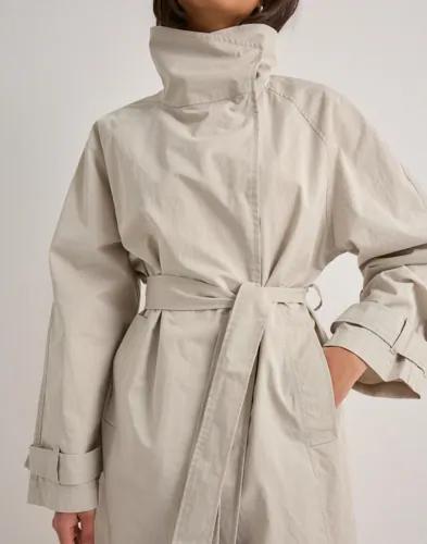 Nelly - Beige - High Collar Trench Coat 