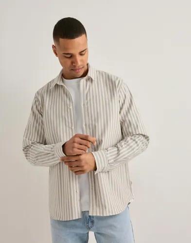 Les Deux Konrad Striped Oxford Shirt Vardagsskjortor Beige 