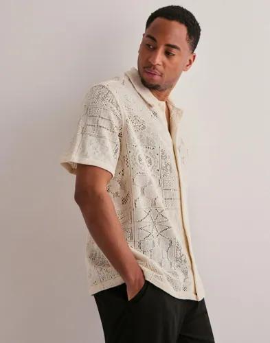 Les Deux Hector Lace SS Shirt Kortärmade skjortor Beige 