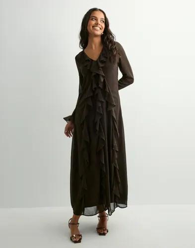 Vero Moda - Brun - Vmholly Ls Flounce Ankle Dress Wvn 