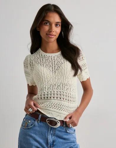 Only - Vit - Onlelke Life Ss Structur O-Neck Knt 