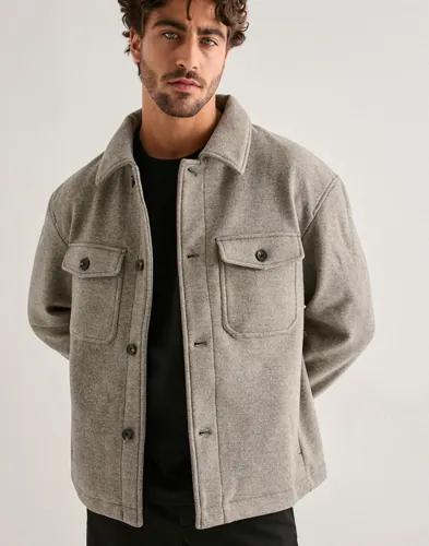 Selected Men Slhmitch Wool Blend Shacket Noos Overshirts Grå 