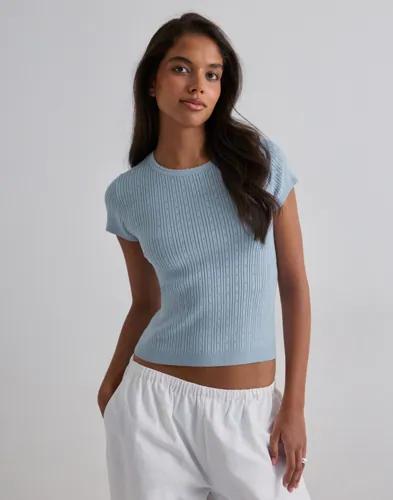 Vero Moda - Blå - Vmsilje C/S O-Neck Pointelle Pull N 