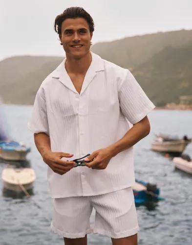 Jack & Jones Jjmassimo Resort Shirt Ss Ln Randiga skjortor Vit 