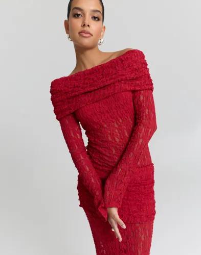 Nelly - Röd - Romantic Lace Off Shoulder Top 