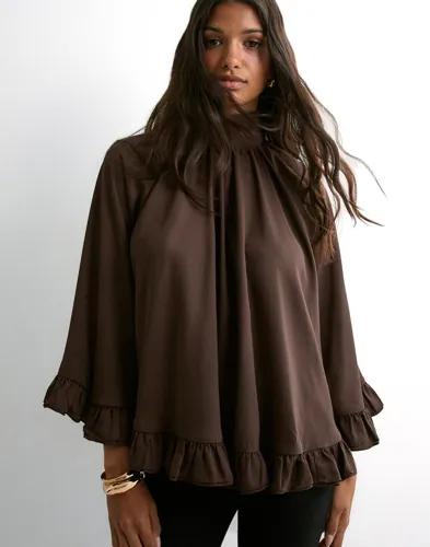 Malina - Brun - Esti Chiffon Cape Blouse 