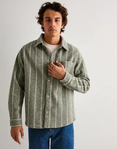 Les Deux Lennon Wool Pinstripe Overshirt Overshirts Grå 