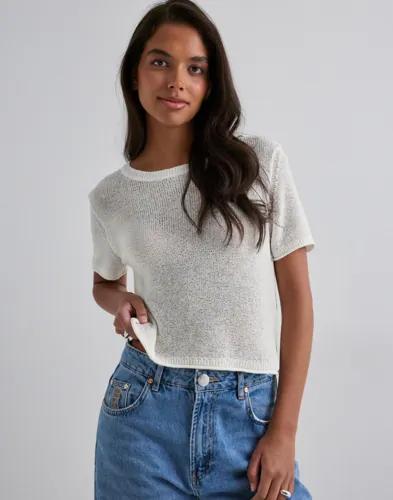 Only - Vit - Onlsunny S/S Pullover Knt Noos 