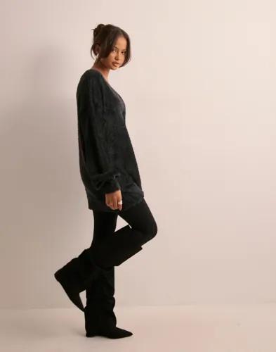 Vero Moda - Svart - Vmalina Ls V-Neck Long Pullover Boo 