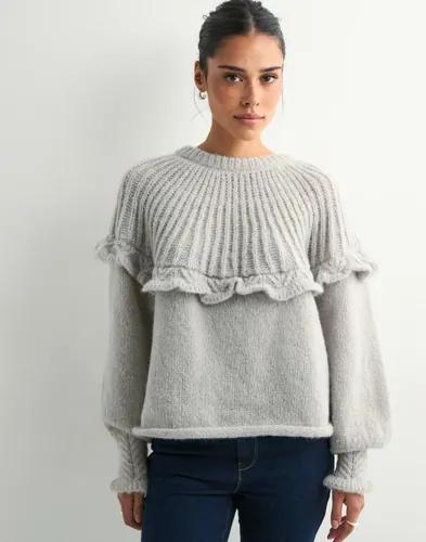 Pieces - Grå - Pcsikka Ls Oneck Knit Bc 