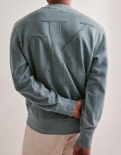 Calvin Klein Jeans Bold Washed Applique Crew Neck Sweatshirts Blå 