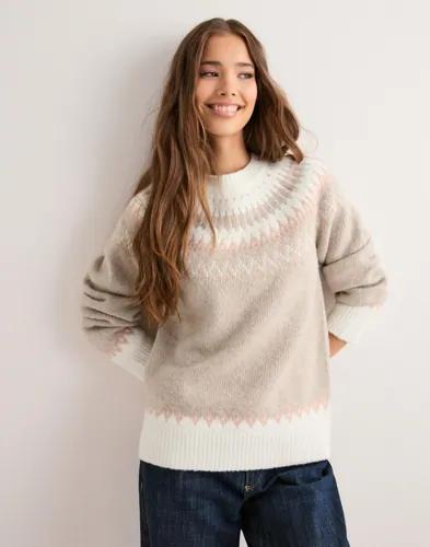 Nelly - Beige - Jacquard Knit Sweater 