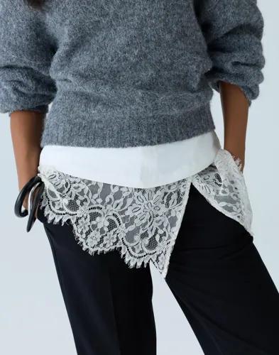 Nelly - Vit - Lace Mini Skirt