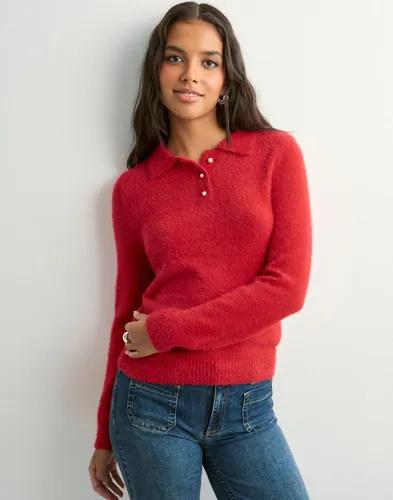 Only - Röd - Onlpetra Ls Polo Bling Cc Knt 