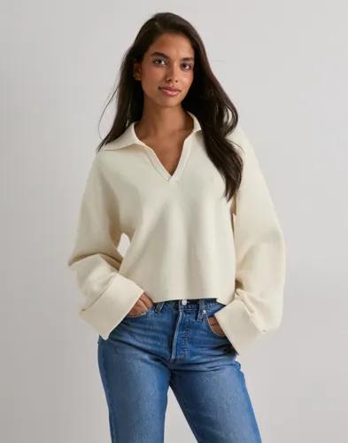 Pieces - Beige - Pcgian Ls Polo Knit 