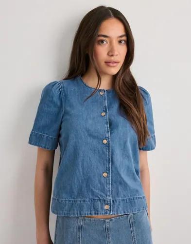 Only - Blå - Onlastra Ss Dnm Shirt Qyt 