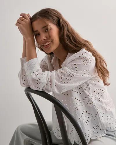 Pieces - Vit - Pcvilde Ls Shirt Wvn Noos 