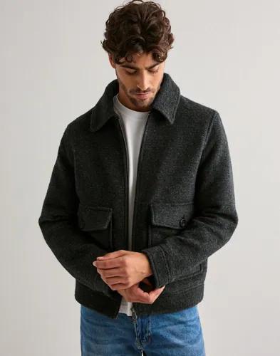 Selected Men Slhjakob Wool Blend Jkt Skjortjackor Grå