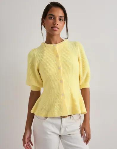 Pieces - Gul - Pcsilly Ss Puff Knit Cardigan Noos 