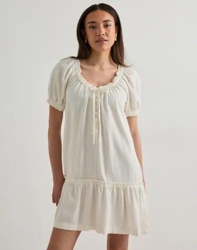 Only - Vit - Onlgoa Ss Linen Short Dress Cc Pnt