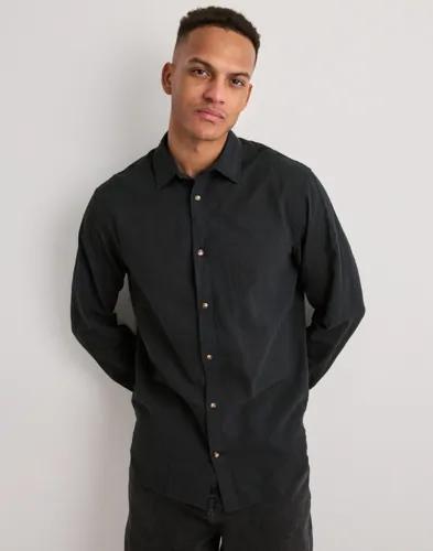 Jack & Jones Jjesummer Linen Blend Shirt L/S Sn Linneskjortor Svart 