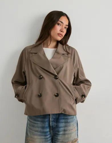 Pieces - Brun - Pcscarlett Ls Short Trenchcoat Noos 