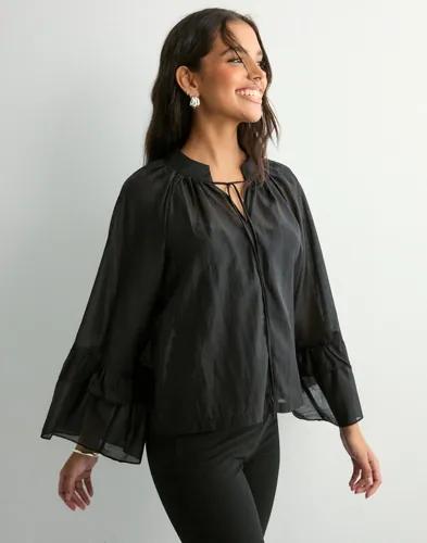 Vero Moda - Svart - Vmjenna 7/8 Frill Top Wvn Ga 