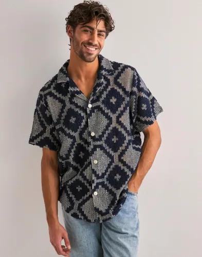 OAS Cuba Crochet Shirt Mönstrade skjortor Blå 