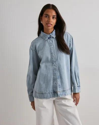 Pieces - Blå - Pcgeggo Ls Curved Denim Shirt Bc 