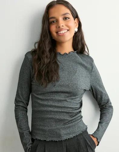 Only - Svart - Onlemma Life Ls Glitter Top Jrs Noo 