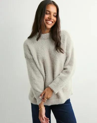 Pieces - Beige - Pcovy Ls Mock Neck Knit Pwp Bc 