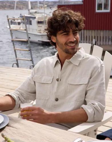 Selected Men Slh-Leroy Sun Overshirt Ls Noos Overshirts Beige 