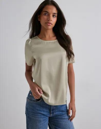 Pieces - Beige - Pcjessa Ss O-Neck Top Wvn Noos Bc 