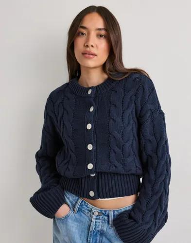 Vero Moda - Blå - Vmsvea Thea Ls O-Neck Cable Cardiga 