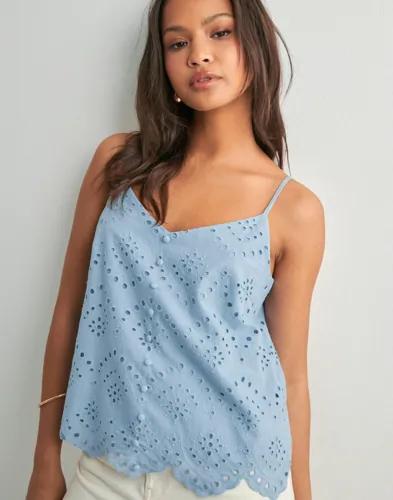 Pieces - Blå - Pcvilde Strap Top Wvn Noos 