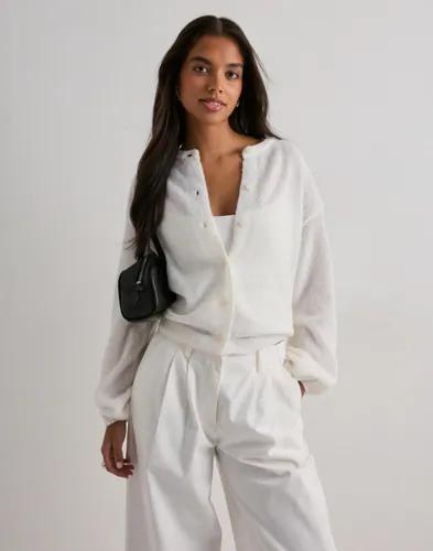 Pieces - Vit - Pcida Ls O-Neck Knit Cardigan Noos 