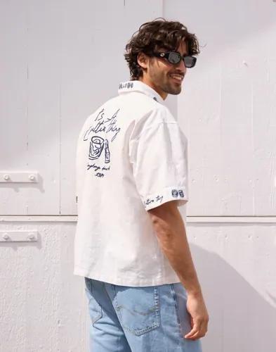 Woodbird WBWang Embroid Shirt Mönstrade skjortor Vit 