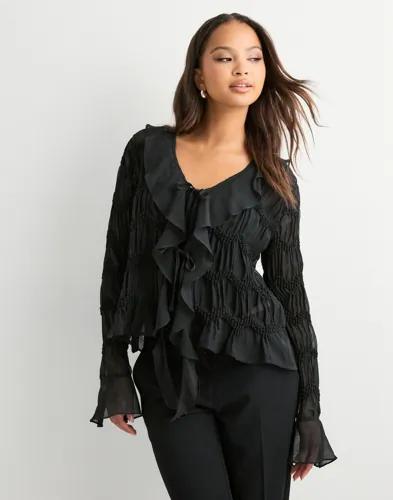 Neo Noir - Svart - Anika Crepe Chiffon Blouse 