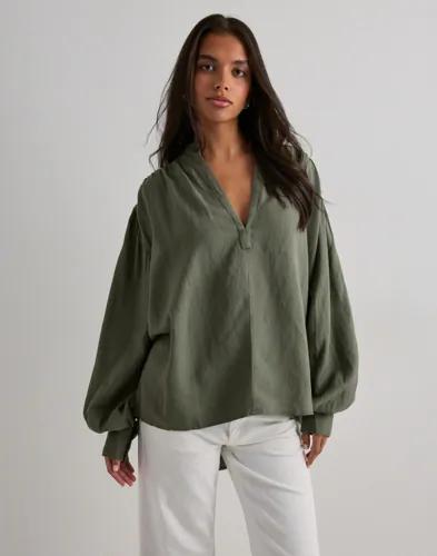 One Teaspoon - Grön - Linen Lace Up Shirt 