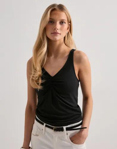 Pieces - Svart - Pcmaliva Sl V-Neck Top Jrs Noos Bc 