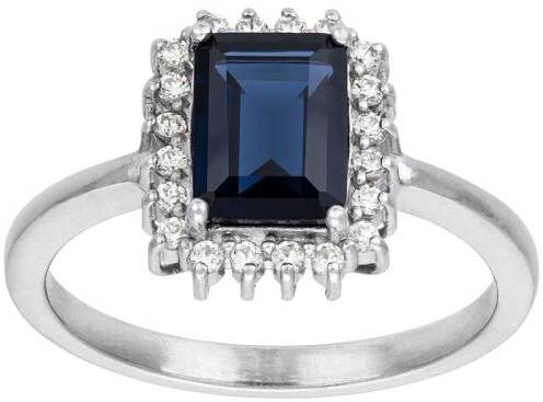 Ring i äkta silver med blå kubisk zirkonia, 16.0 