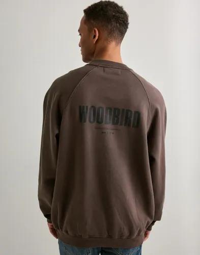 Woodbird WBZhang Washed Logo Crew Sweatshirts Brun 