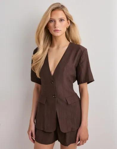 Nelly - Brun - Crinkled SS Blazer 