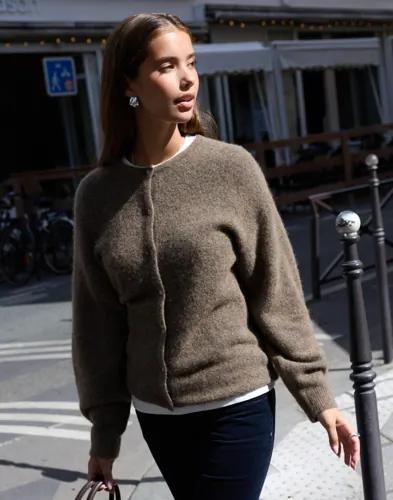 Nelly - Brun - Alpaca Blend Knit Cardigan 