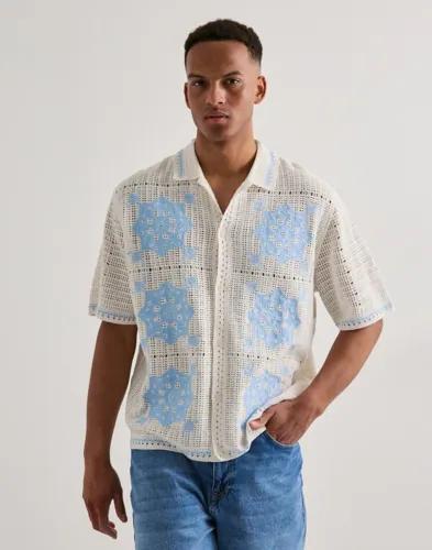 Jack & Jones Jororchard Knit Crochet Polo Kortärmade skjortor Vit 