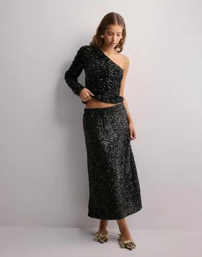Pieces - Svart - Pcserena Sequin Hw Midi Skirt Mm 