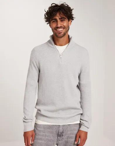 Jack & Jones Jjeperfect Knit Half Zip Sn Half zip Grå 