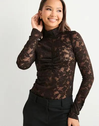 Vero Moda - Brun - Vmneline Ls High Neck Top Jrs Ga 