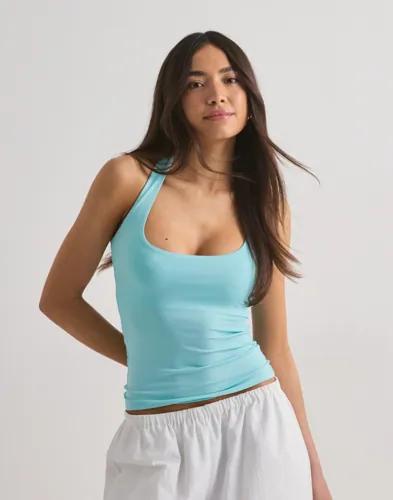 Nelly - Blå - Built In Bra Halterneck Top 