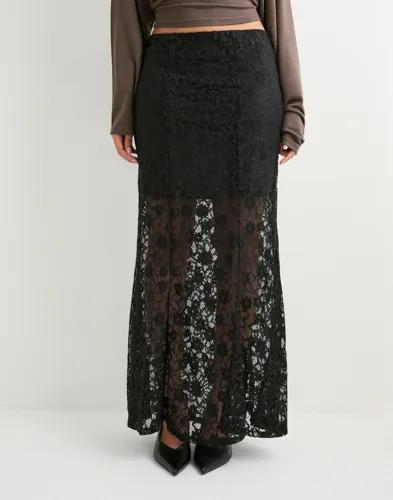 Vero Moda - Svart - Vmmeta Lace Hw Ankle Skirt Wvn Ga 
